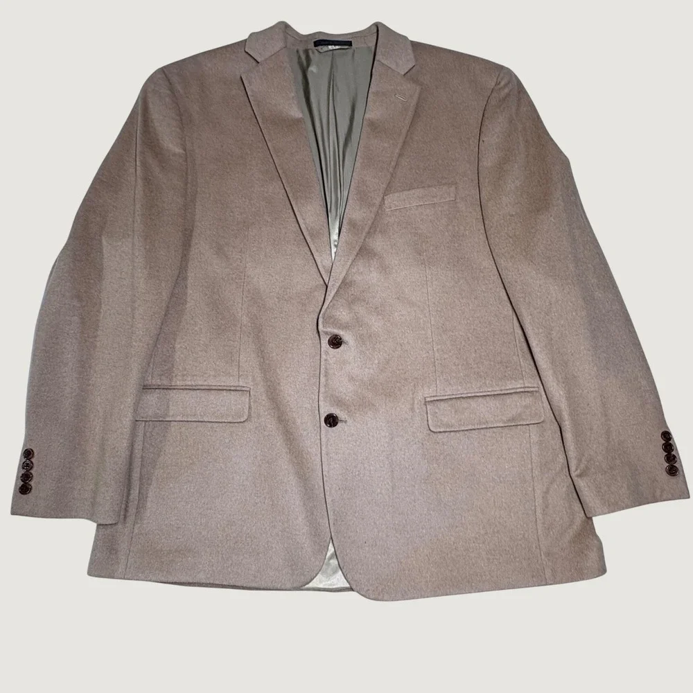 Lauren Ralph Lauren Blazer Mens 48L Tan Wool Silk Cashmere Sport Coat Luxury